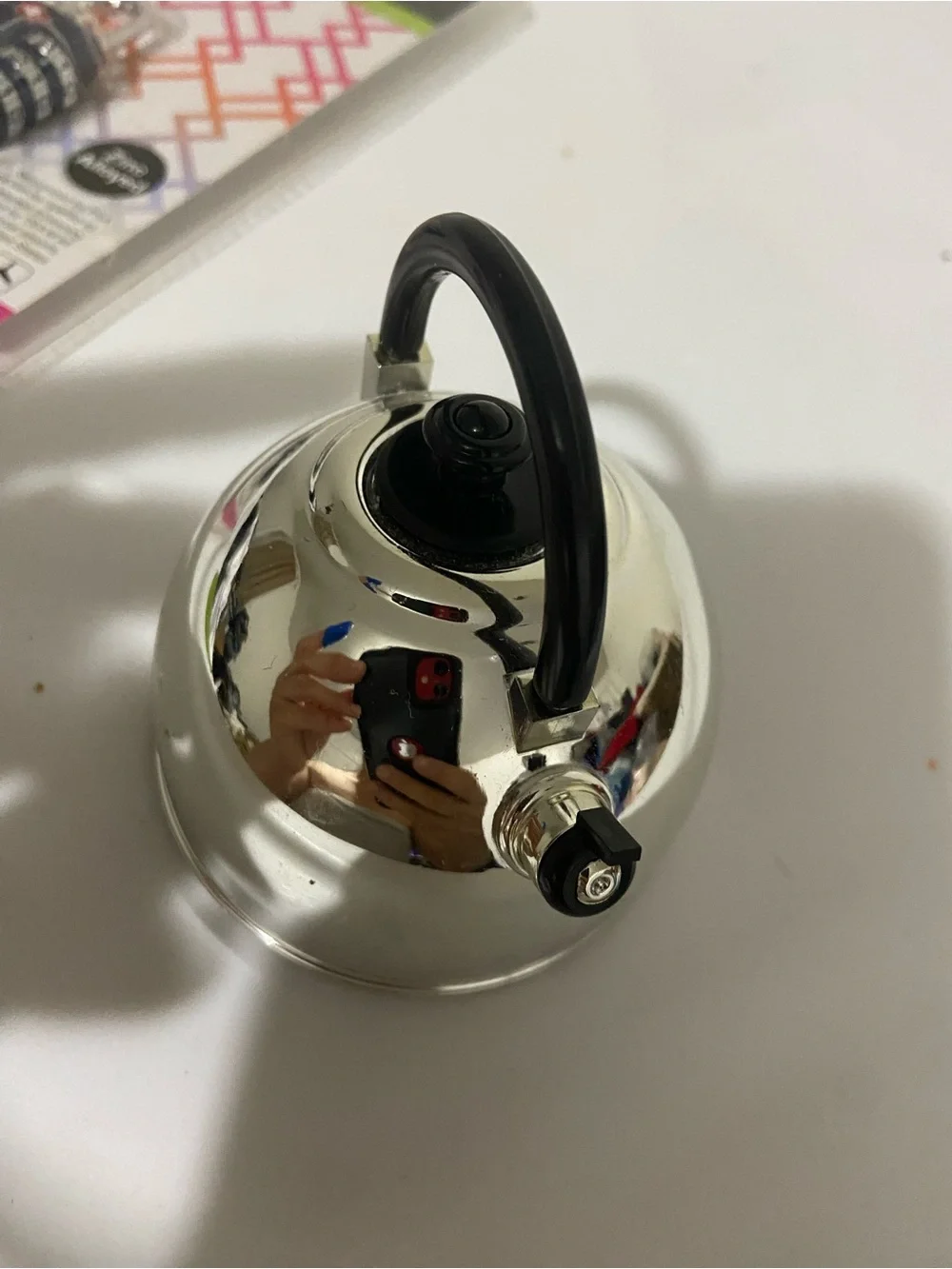 Super cute silver small tea pot kitchen timer